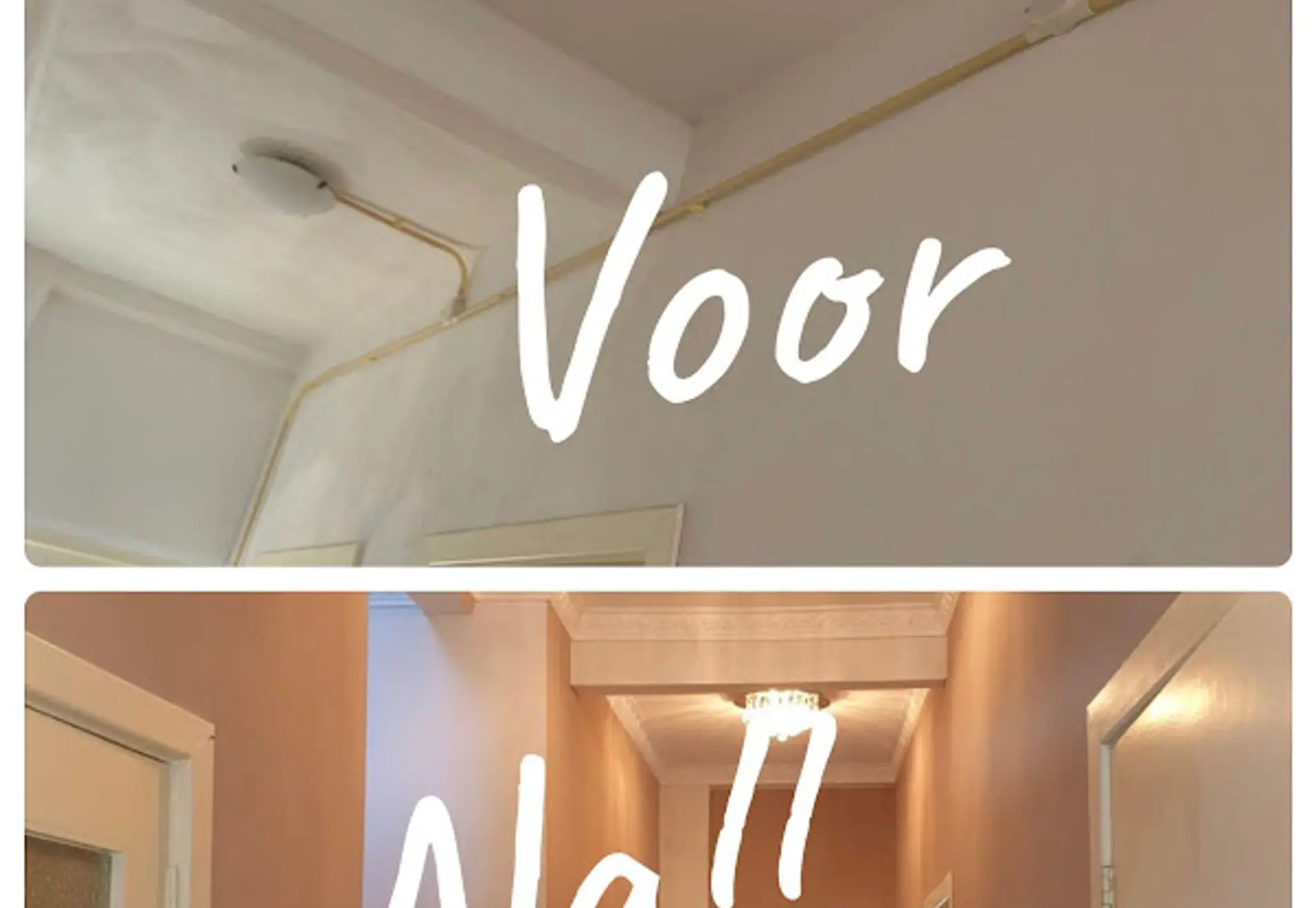 Voor en na schilder en stuc bedrijf in Hoogzand